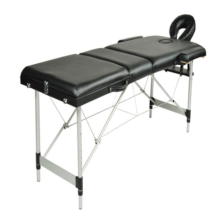 YES4HOMES Black 3 Fold Portable Aluminium Massage Table Massage Bed Beauty Therapy.