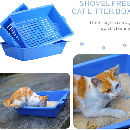 YES4PETS Lift and Sift Self Cleaning Kitty Litter Trays Cat Litter Tray Toilet Sifting Slotted Trays.