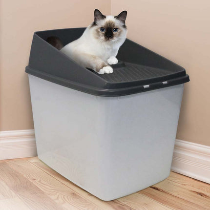 XL Top Entry Cat Litter Box No Mess Large Enclosed Covered Kitty Tray.