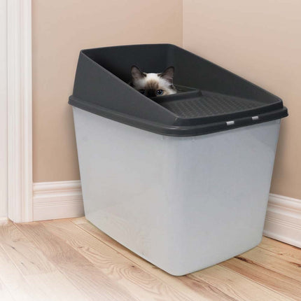 XL Top Entry Cat Litter Box No Mess Large Enclosed Covered Kitty Tray.