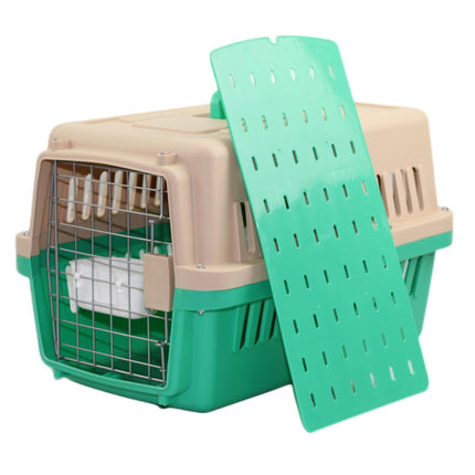 YES4PETS Small Dog Cat Crate Pet Airline Carrier Cage With Bowl and Tray-Green.