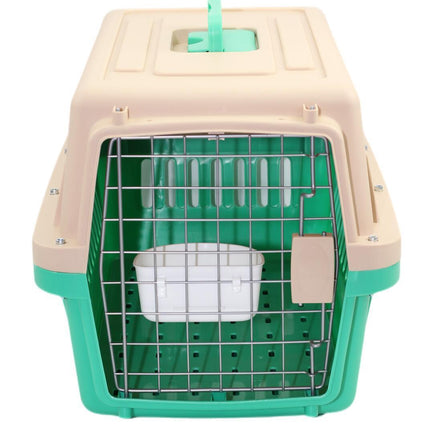 YES4PETS Small Dog Cat Crate Pet Airline Carrier Cage With Bowl and Tray-Green.
