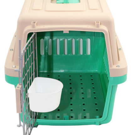 YES4PETS Small Dog Cat Crate Pet Airline Carrier Cage With Bowl and Tray-Green.