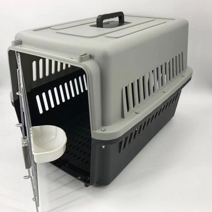 YES4PETS Large Dog Cat Crate Pet Carrier Rabbit Airline Cage With Tray, Bowl & Wheel Black.