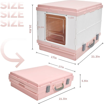 YES4PETS XL Portable Cat Toilet Litter Box Tray Foldable House with Handle and Scoop Pink.