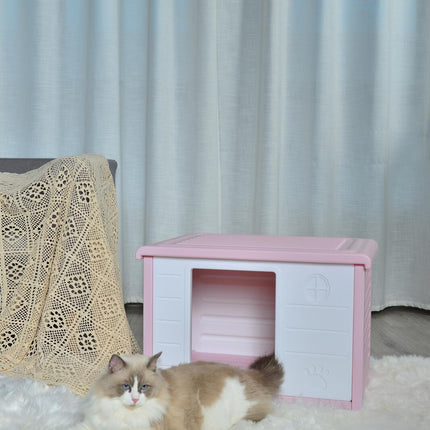 YES4PETS Small Plastic Pet Dog Puppy Cat House Kennel Pink.
