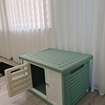 YES4PETS Medium Plastic Pet Dog Puppy Cat House Kennel Green.