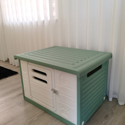 YES4PETS Medium Plastic Pet Dog Puppy Cat House Kennel Green.