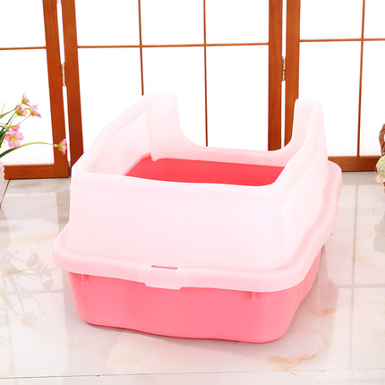YES4PETS Large Deep Cat Kitty Litter Tray High Wall Pet Toilet Grid Tray With Scoop Pink.