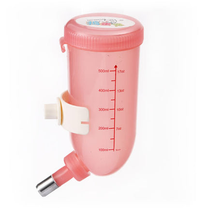 YES4PETS 500ml Dog Cat Hamster Rabbit Water Bottle Hanging Drinking Dispenser Feeder Pink.