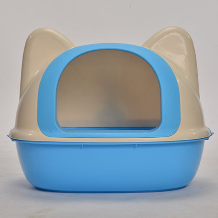 YES4PETS Medium Hooded Cat Toilet Litter Box Tray House With Scoop Blue.