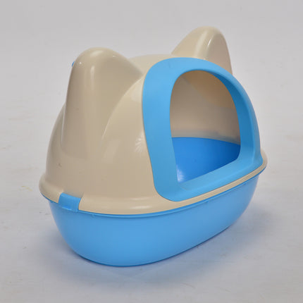 YES4PETS Medium Hooded Cat Toilet Litter Box Tray House With Scoop Blue.
