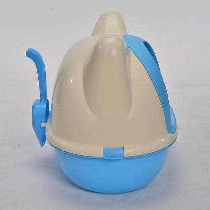 YES4PETS Medium Hooded Cat Toilet Litter Box Tray House With Scoop Blue.