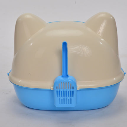 YES4PETS Medium Hooded Cat Toilet Litter Box Tray House With Scoop Blue.