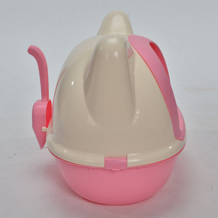 YES4PETS Medium Hooded Cat Toilet Litter Box Tray House With Scoop Pink.