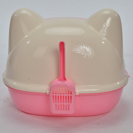 YES4PETS Medium Hooded Cat Toilet Litter Box Tray House With Scoop Pink.