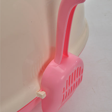 YES4PETS Medium Hooded Cat Toilet Litter Box Tray House With Scoop Pink.