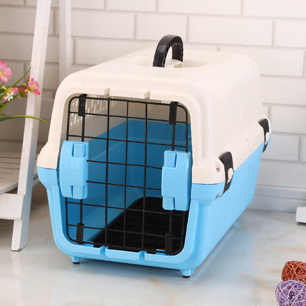 YES4PETS Portable Plastic Dog Cat Pet Pets Carrier Travel Cage With Tray-Blue.