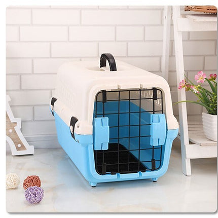 YES4PETS Portable Plastic Dog Cat Pet Pets Carrier Travel Cage With Tray-Blue.