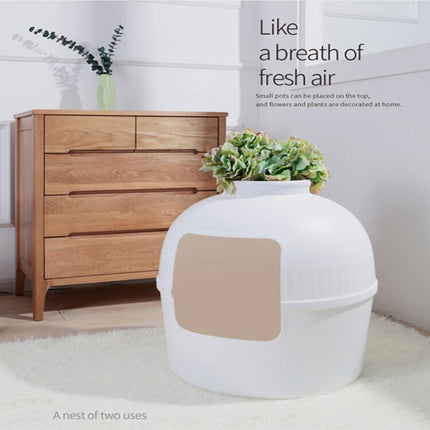 YES4PETS Multifunctional Cat Litter Box Pet Cat House Semi-Enclosed White.
