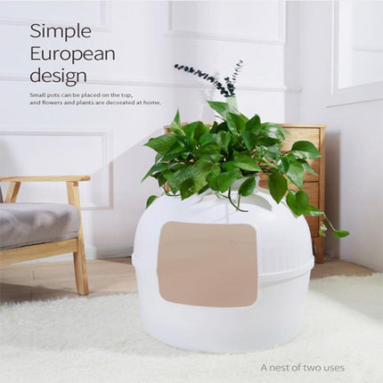 YES4PETS Multifunctional Cat Litter Box Pet Cat House Semi-Enclosed White.