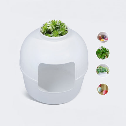 YES4PETS Multifunctional Cat Litter Box Pet Cat House Semi-Enclosed White.