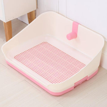 YES4PETS Medium Portable Dog Rabbit Potty Training Tray Pet Puppy Toilet Trays Loo Pad Mat With Wall Pink.
