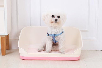 YES4PETS Medium Portable Dog Rabbit Potty Training Tray Pet Puppy Toilet Trays Loo Pad Mat With Wall Pink.