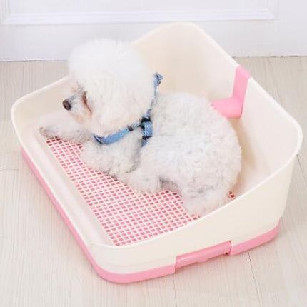 YES4PETS Medium Portable Dog Rabbit Potty Training Tray Pet Puppy Toilet Trays Loo Pad Mat With Wall Pink.