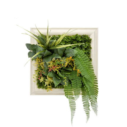 YES4HOMES 3D Green Artificial Plants Wall Panel Flower Wall With Frame Vertical Garden UV Resistant 33X33CM.