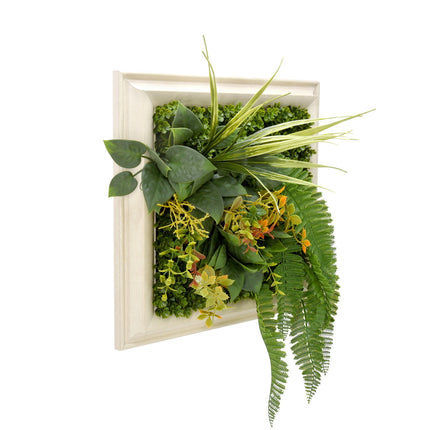 YES4HOMES 3D Green Artificial Plants Wall Panel Flower Wall With Frame Vertical Garden UV Resistant 33X33CM.