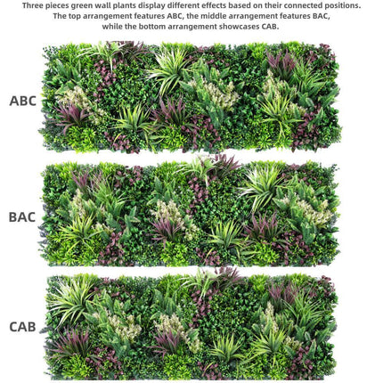 YES4HOMES 3 Artificial Plant Wall Grass Panels Vertical Garden Foliage Tile Fence 50X50 CM.