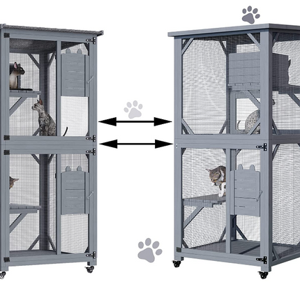 YES4PETS 173cm Pet Cat Bird Shelter Condo with Escape Door Wooden Kitten Cage House.