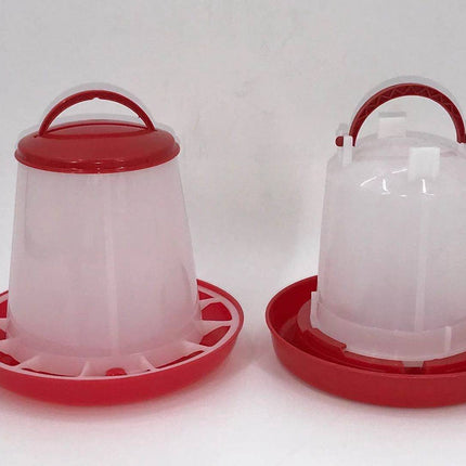 YES4PETS Small Poultry Bird Chicken Water Drinker 1 L & 1.5 kg Food Feeder Grain Seed Set.