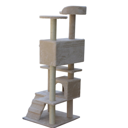 YES4PETS 130 cm Beige Cat Scratching Post Tree  Scratcher Pole-Beige.