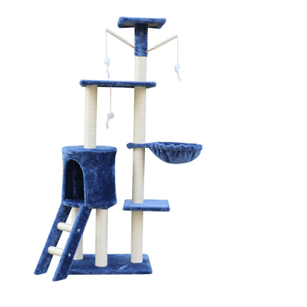 YES4PETS 138cm Cat Scratching Post Tree Post House Tower with Ladder-Blue.