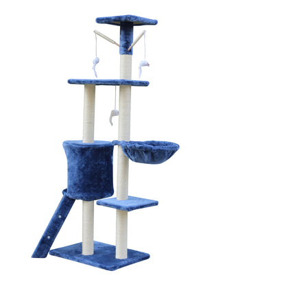 YES4PETS 138cm Cat Scratching Post Tree Post House Tower with Ladder-Blue.