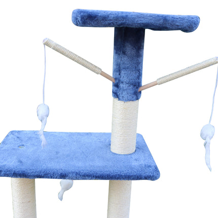 YES4PETS 138cm Cat Scratching Post Tree Post House Tower with Ladder-Blue.