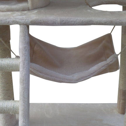 YES4PETS 140 cm Cat Scratching Post Tree W ladder & Hammock-Beige.