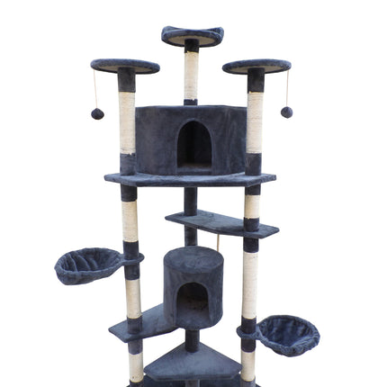 YES4PETS 200 cm Cat Scratching Post Tree Scratcher Corner Tower Furniture- Grey.
