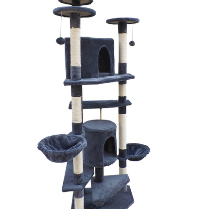 YES4PETS 200 cm Cat Scratching Post Tree Scratcher Corner Tower Furniture- Grey.