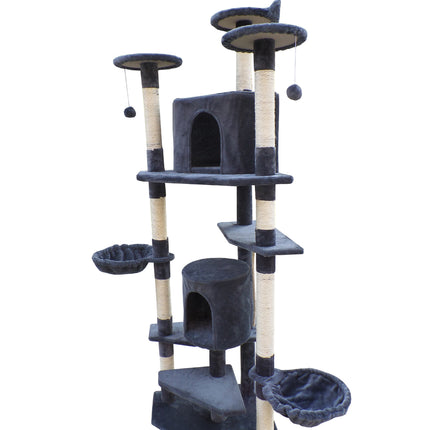 YES4PETS 200 cm Cat Scratching Post Tree Scratcher Corner Tower Furniture- Grey.