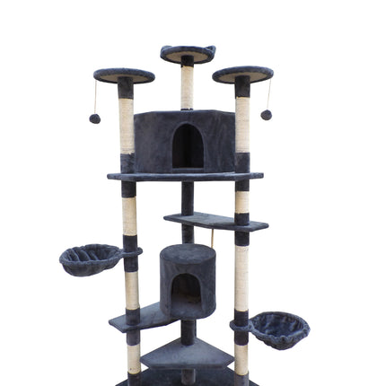 YES4PETS 200 cm Cat Scratching Post Tree Scratcher Corner Tower Furniture- Grey.