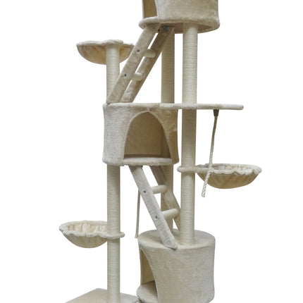 YES4PETS 244 cm XL Multi Level Cat Scratching Post Tree Scratcher Pole- Beige.