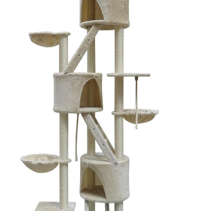 YES4PETS 244 cm XL Multi Level Cat Scratching Post Tree Scratcher Pole- Beige.