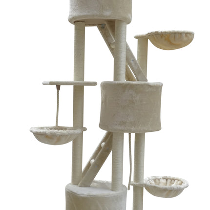 YES4PETS 244 cm XL Multi Level Cat Scratching Post Tree Scratcher Pole- Beige.