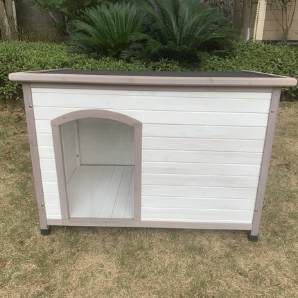 YES4PETS XL Timber Pet Dog Kennel House Puppy Wooden Timber Cabin With Stripe White.