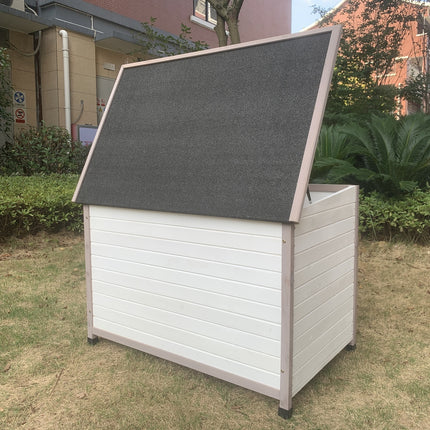YES4PETS XL Timber Pet Dog Kennel House Puppy Wooden Timber Cabin With Stripe White.