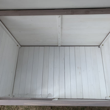 YES4PETS XL Timber Pet Dog Kennel House Puppy Wooden Timber Cabin With Stripe White.