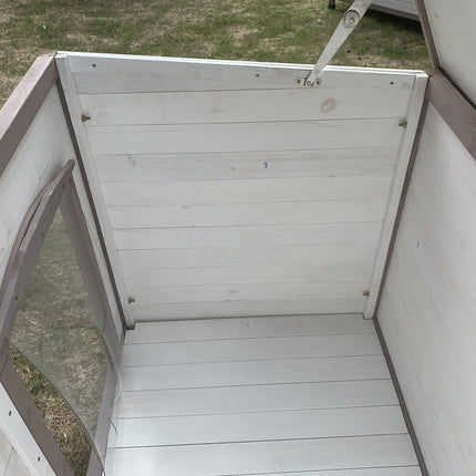 YES4PETS XL Timber Pet Dog Kennel House Puppy Wooden Timber Cabin With Stripe White.